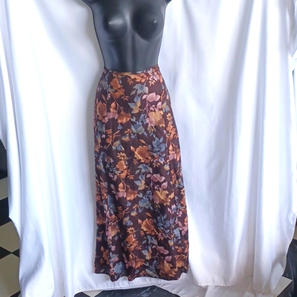 Liz Claiborne floral midi skirt, Side Zip, 10P